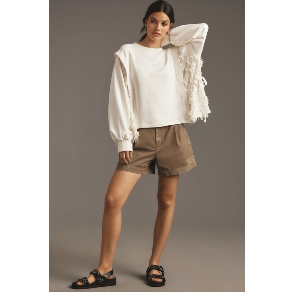 Anthropologie Sweater Womens XS Ivory Oversized Pullover Boho Coastal Neutral‎